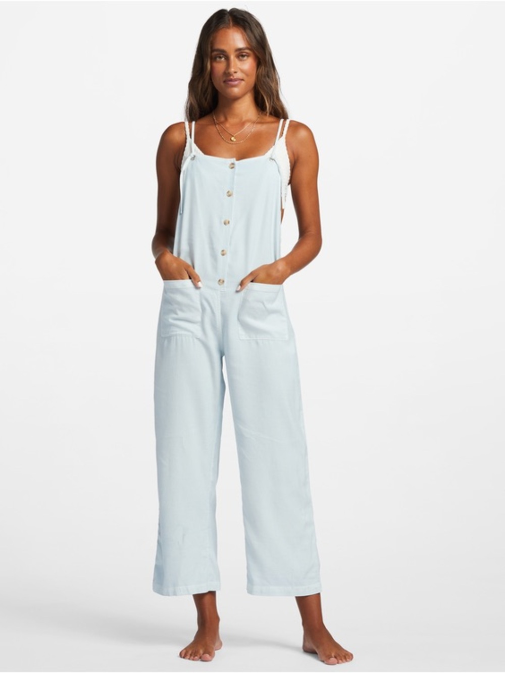 Billabong Beach Cruiser Wide Leg Jumpsuit Overalls NWT M